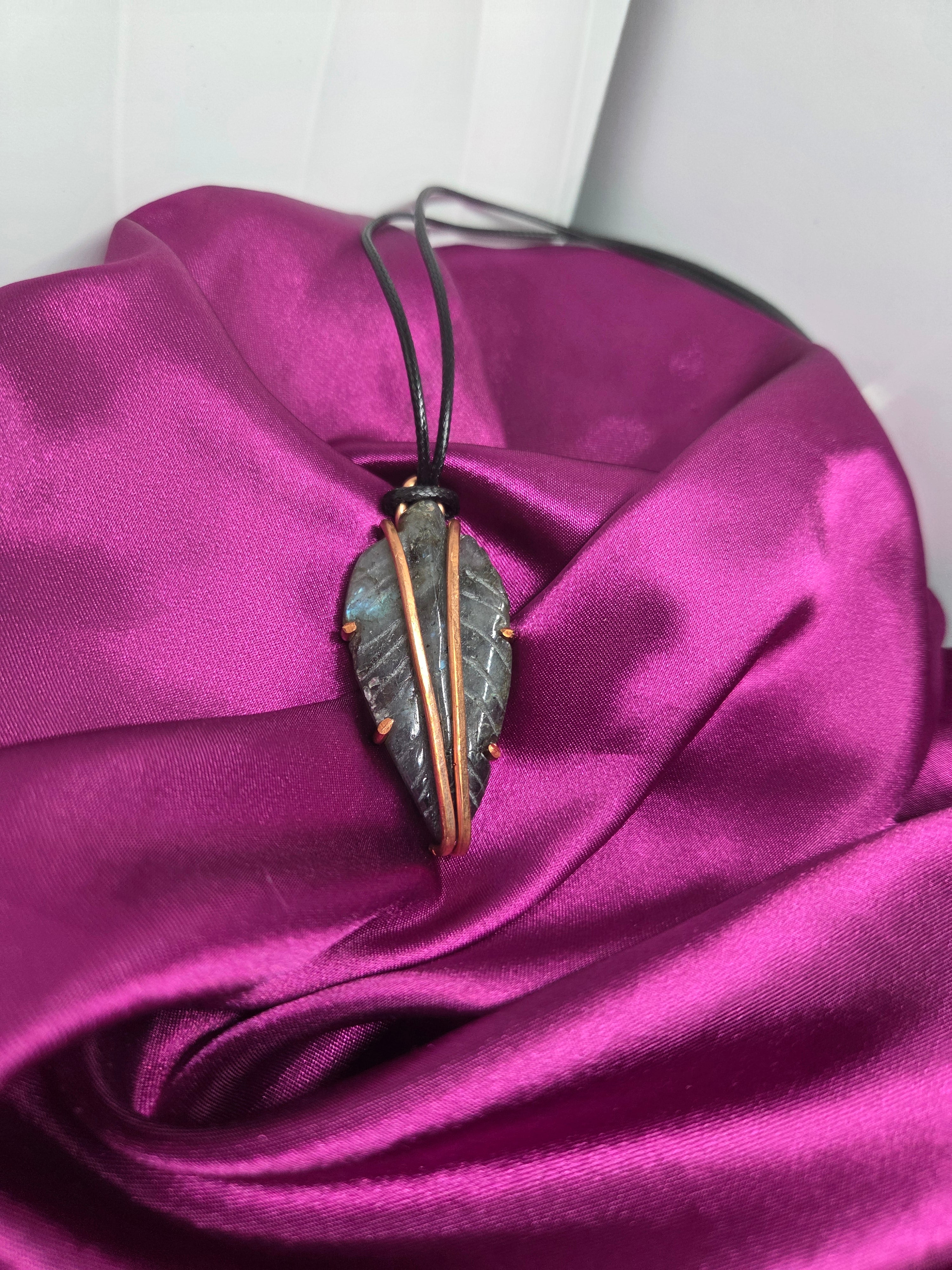 Labradorite Feather Necklace Pendant